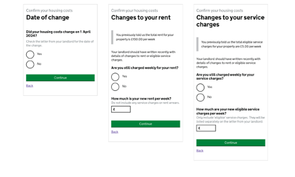 example of the screen you'll see when confirming your housing costs on your phone